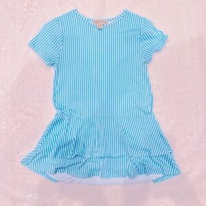 Michael Kors Blue and White Striped Peplum Top